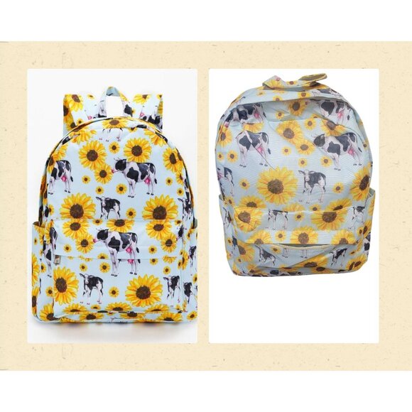 Cows and Sunflowers Yellow‎ Flower Girls Backpack - Picture 1 of 15